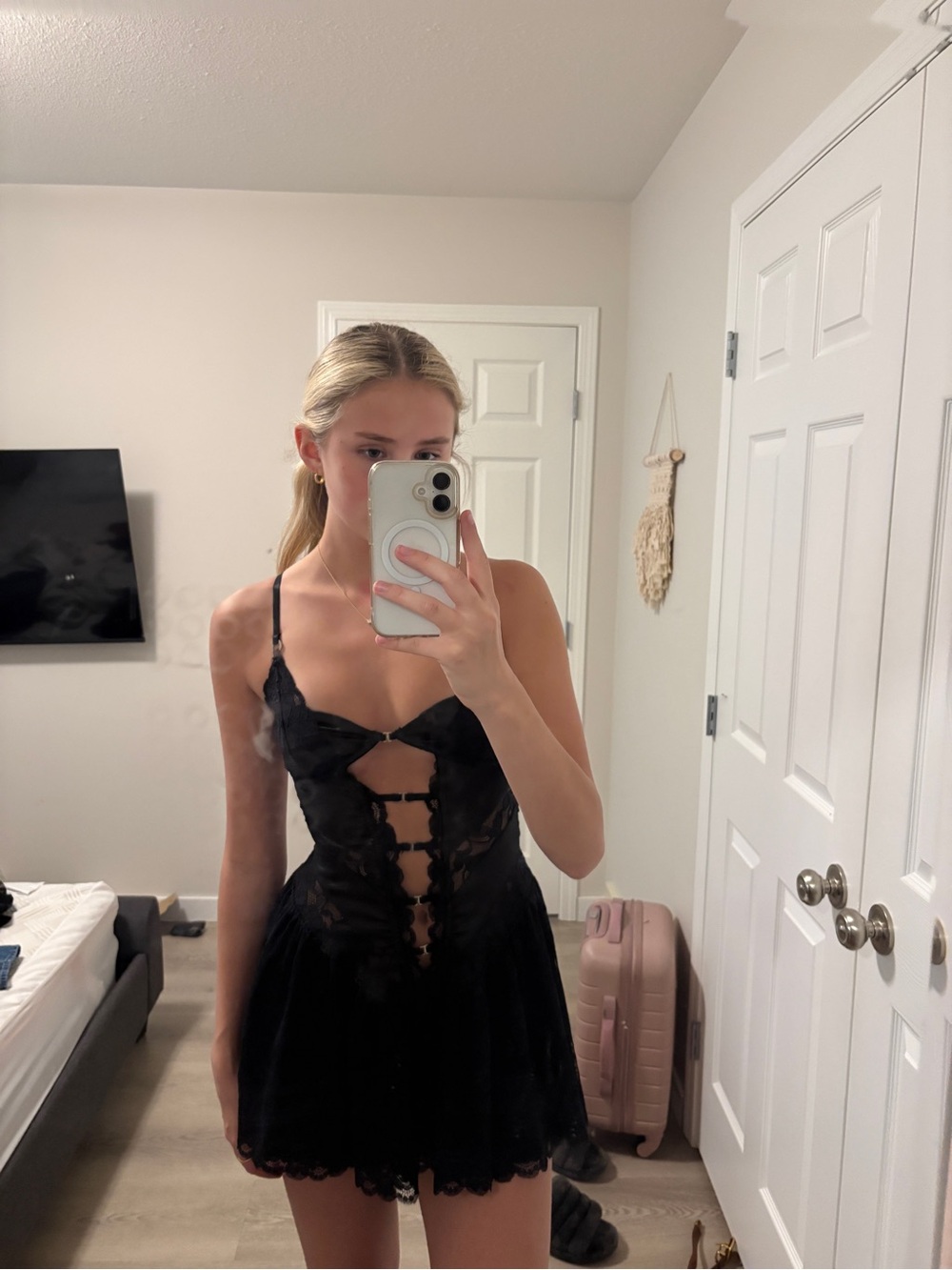 Outcast black lace mini dress